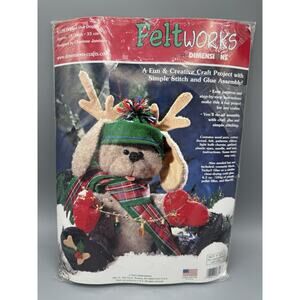 Feltworks Dimensions 8128 Decked Out Doggie Christmas Craft Kit NIP 13”